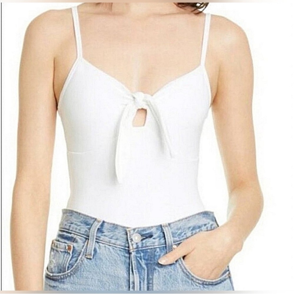 ATM Anthony Thomas Melillo White Tie-Front Bodysuit